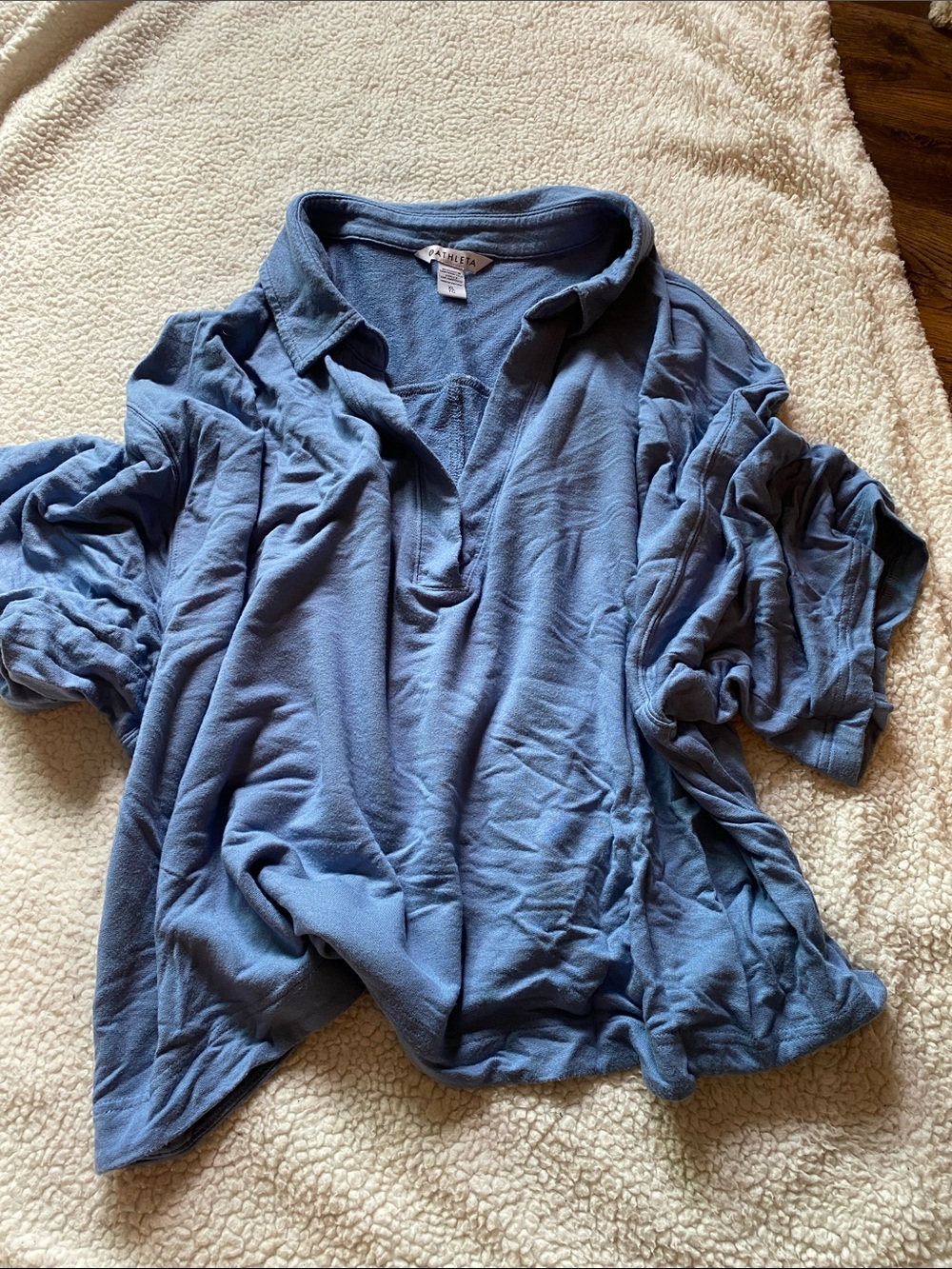 Athleta Blue Relaxed Polo Sweatshirt